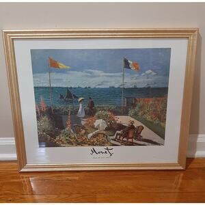 Framed, Print and Signed of Claude Monet Garden at Sainte-Adresse